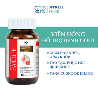 Viên Uống Baigute Dân Khang Giảm Đau Nhức, Sưng Viêm Khớp Do Gout, Hạ Acid Uric - Hộp 20 viên