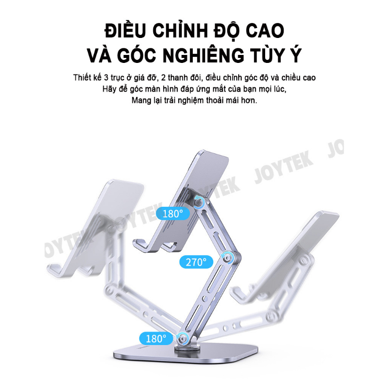 Giá đỡ điện thoại và ipad chất liệu hợp kim nhôm, kệ đỡ máy tính bảng, giá kê bằng kim loại nâng hạ chiều cao gấp gọn