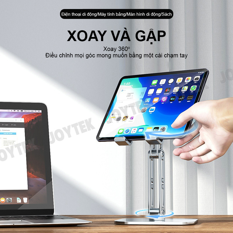 Giá đỡ điện thoại và ipad chất liệu hợp kim nhôm, kệ đỡ máy tính bảng, giá kê bằng kim loại nâng hạ chiều cao gấp gọn