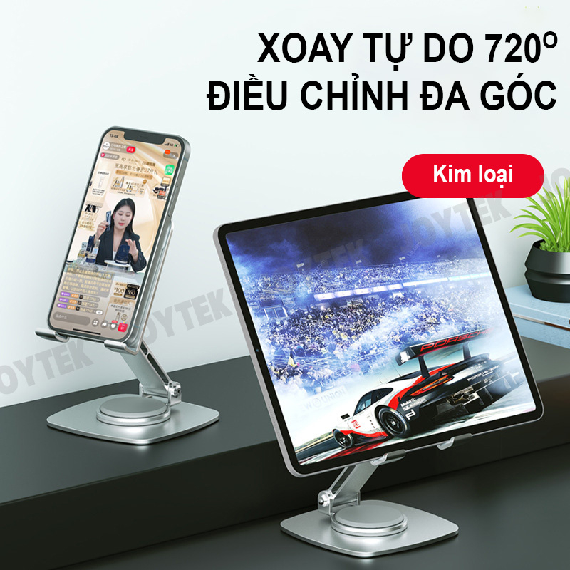 Giá Đỡ Gấp Gọn Để Bàn B10 Xoay 360 Cho Điện Thoại, Máy Tính Bảng, Chất Liệu Hợp Kim Thép Carbon Chắc Chắn