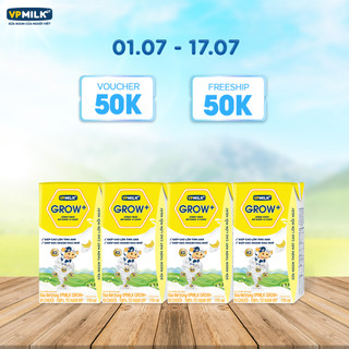 Sữa tiệt trùng VPMilk Grow+ vị dâu/vị chuối 110ml (lốc 4 hộp)