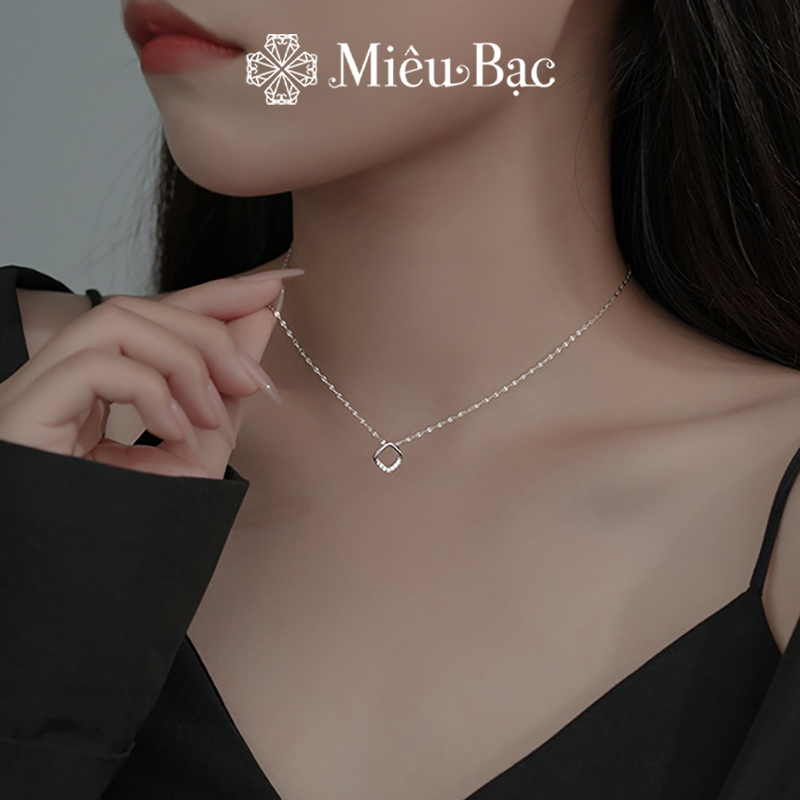Dây chuyền bạc nữ Miêu Bạc hình thoi đính đá sang chảnh chất liệu s925 phụ kiện trang sức nữ MD42