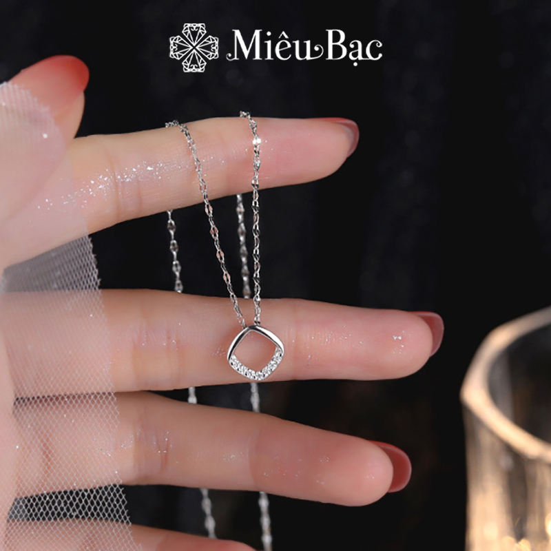 Dây chuyền bạc nữ Miêu Bạc hình thoi đính đá sang chảnh chất liệu s925 phụ kiện trang sức nữ MD42