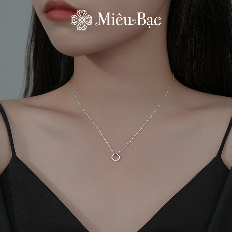 Dây chuyền bạc nữ Miêu Bạc hình thoi đính đá sang chảnh chất liệu s925 phụ kiện trang sức nữ MD42