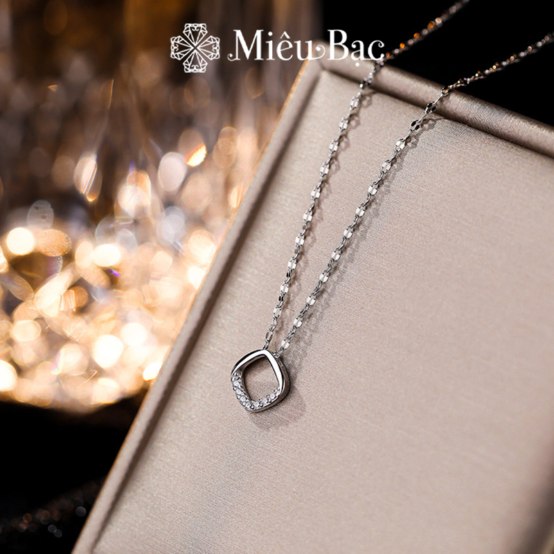 Dây chuyền bạc nữ Miêu Bạc hình thoi đính đá sang chảnh chất liệu s925 phụ kiện trang sức nữ MD42