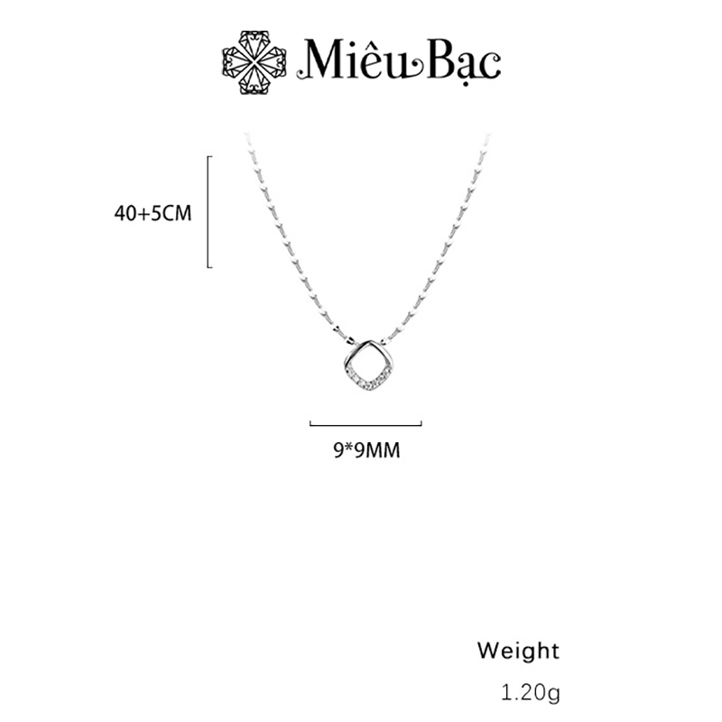 Dây chuyền bạc nữ Miêu Bạc hình thoi đính đá sang chảnh chất liệu s925 phụ kiện trang sức nữ MD42