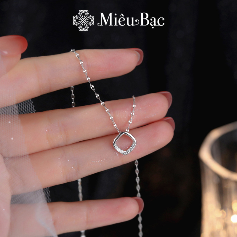 Dây chuyền bạc nữ Miêu Bạc hình thoi đính đá sang chảnh chất liệu s925 phụ kiện trang sức nữ MD42
