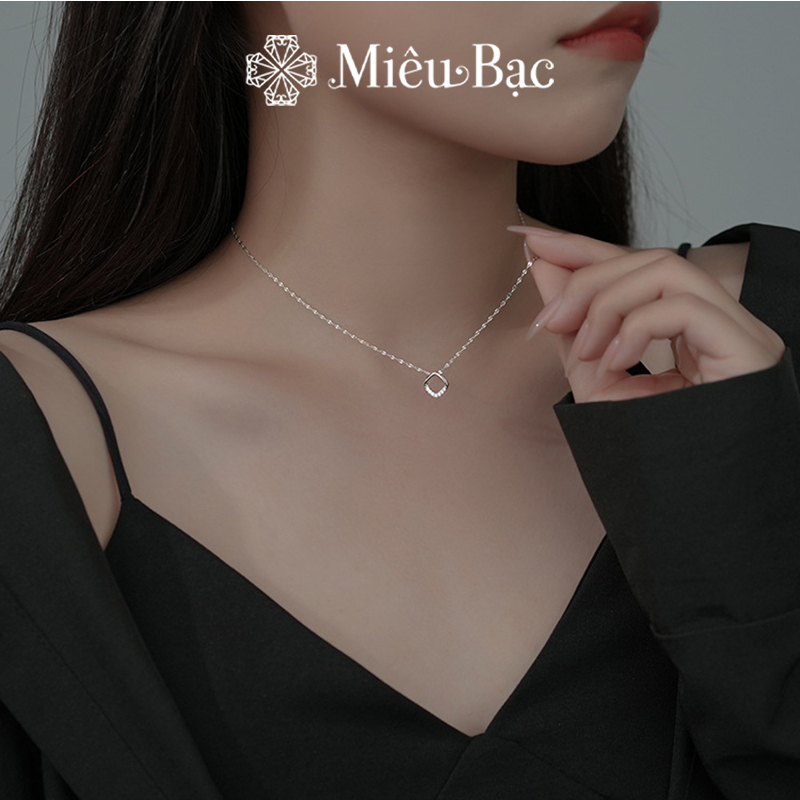 Dây chuyền bạc nữ Miêu Bạc hình thoi đính đá sang chảnh chất liệu s925 phụ kiện trang sức nữ MD42