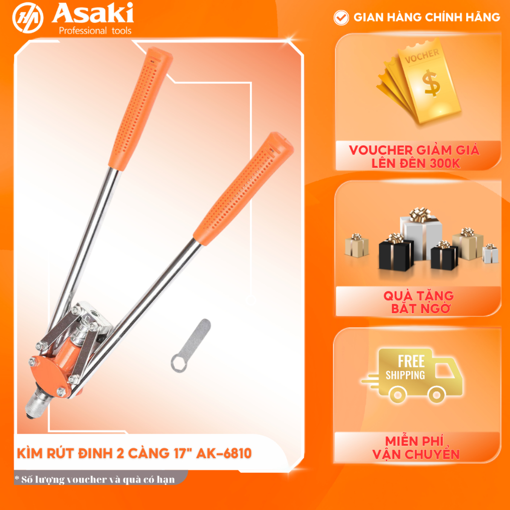 Kìm rút Rivet 17 inch Asaki AK-6810 kìm rút đinh tán 2 càng 425mm hợp kim thép cứng cáp chịu lực cao