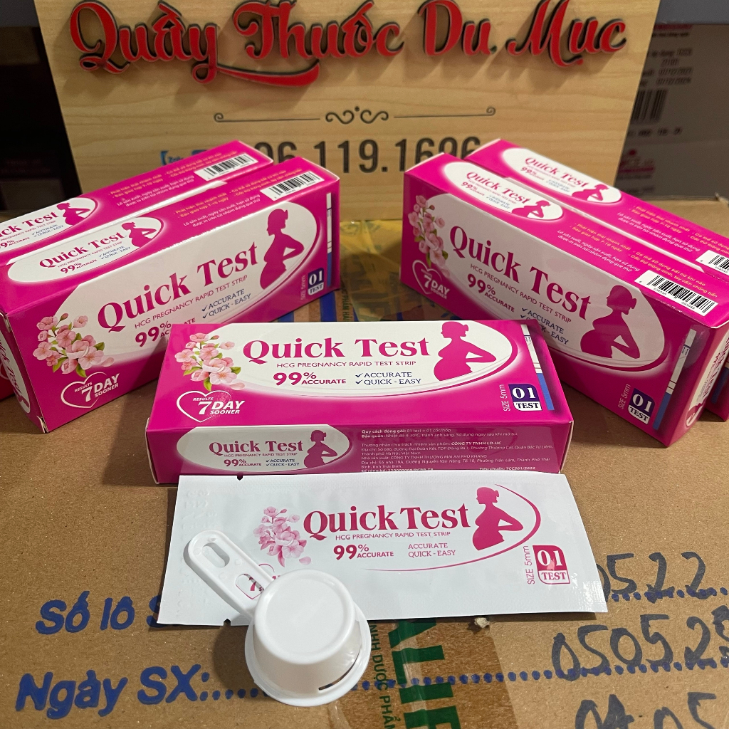 Que thử thai cao cấp - bản to 5mm, có che tên- Quick Test thử thai nhanh, chính xác