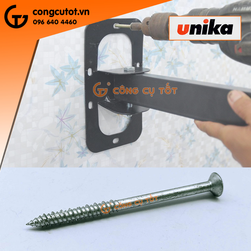 Vít bê tông không tắc kê mạ bạc Unika Nhật