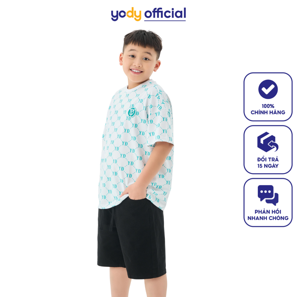 Áo phông trẻ em in tràn Monogram chất liệu cotton bột ngô áo thun cho bé năng động thoáng mát TSK6250