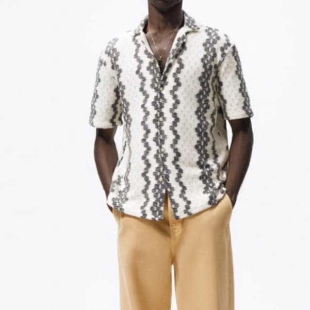 Áo sơ mi ngắn tay Zara authentic TEXTURED CROCHET size S