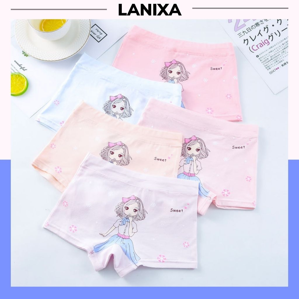 Quần Lót Bé gái Cotton thoáng khí thấm hút tốt, Quần Chíp trẻ em họa tiết siêu cute đáng yêu LANIXA L5502