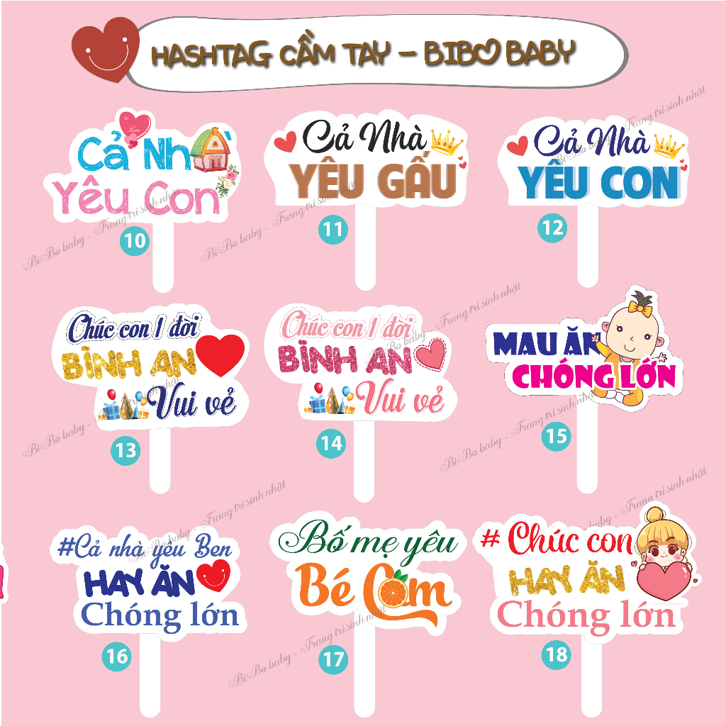 Hashtag sinh nhật cầm tay hàng thiết kế - BiBo baby