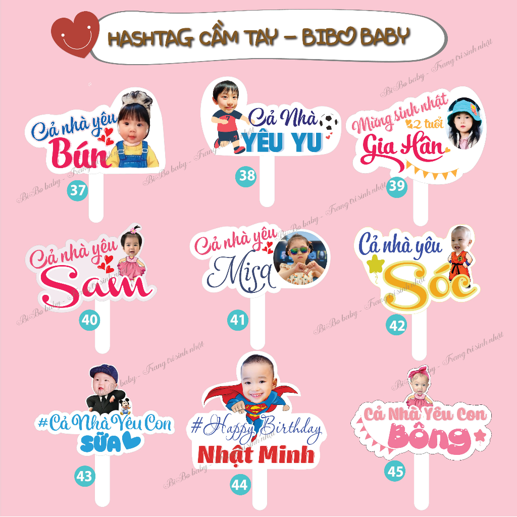Hashtag sinh nhật cầm tay hàng thiết kế - BiBo baby