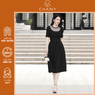 Váy đầm nữ Aimes Dress phong cách tiểu thư, thanh lịch chất vải chéo mềm mại thiết kế CHAMY
