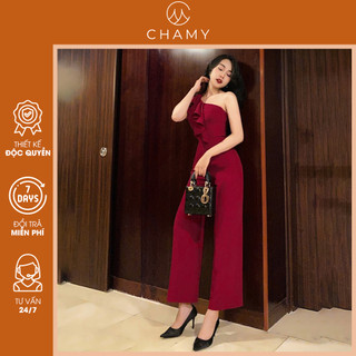 Áo liền quần Ceris Jumpsuit thiết kế lệch vai gợi cảm, quyến rũ, tôn dáng, chất vải chéo cao cấp CHAMY