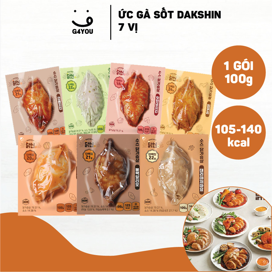 Ức Gà Sốt Siêu Mềm Mọng Dakshin 7 Loại 100g / 1 Túi