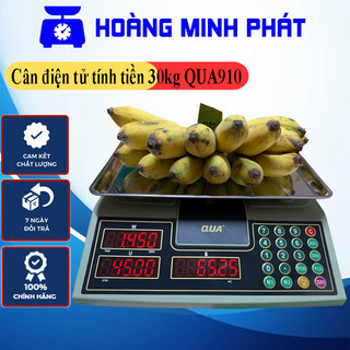 Cân điện tử tính giá tiền chính xác cao  30kg QUA (910) đĩa inox dùng cân hàng thực phẩm, rau củ quả