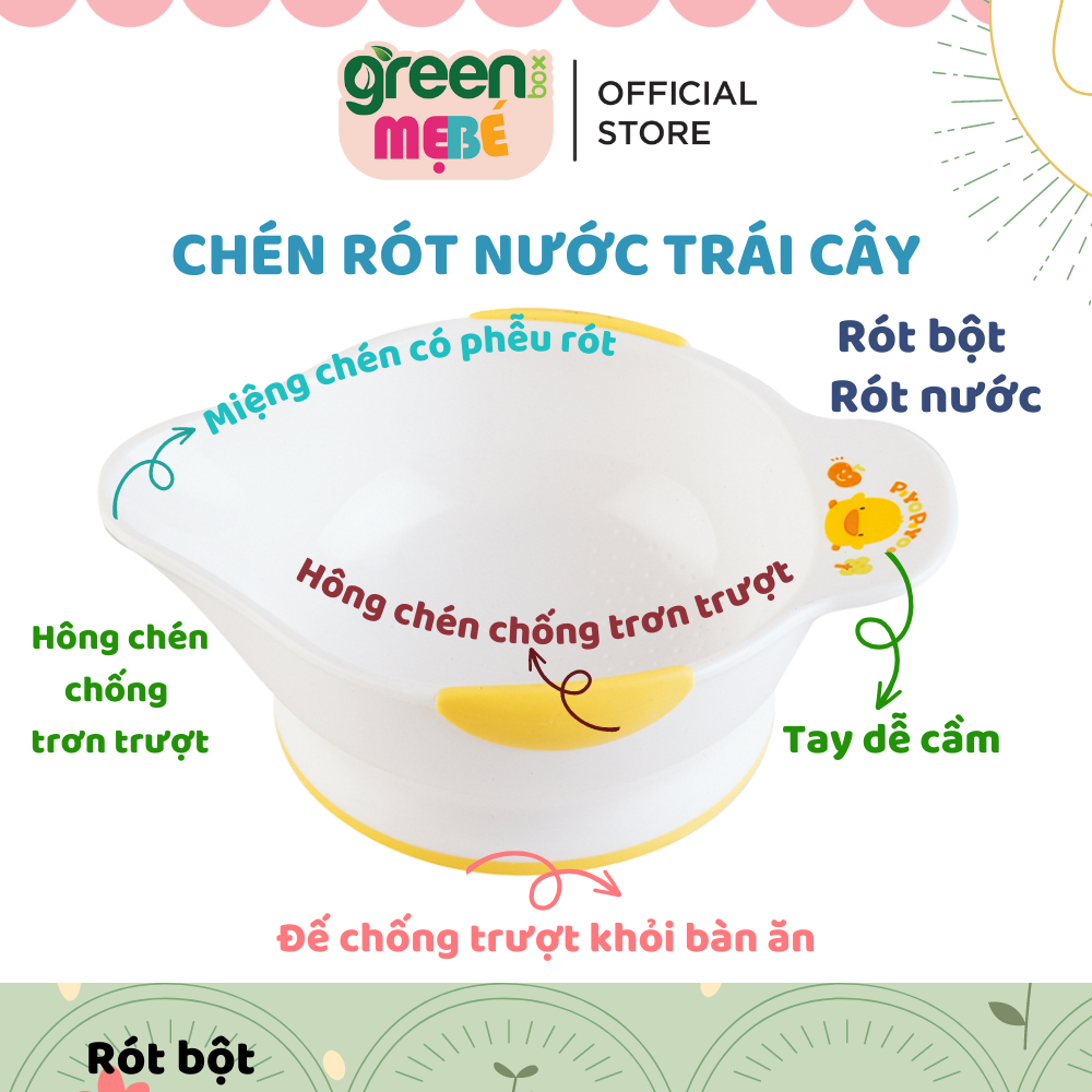 Chén đựng đồ ăn dặm miệng phễu có tay cầm Piyo Piyo