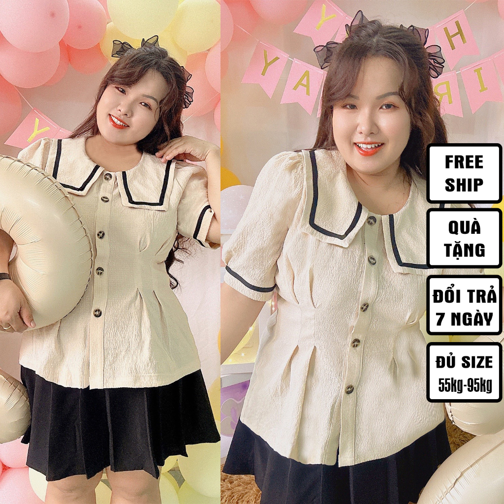 Sét thuỷ thủ chiết eo chân váy quần bigsize 55kg-95kg ( hình và video chụp thật )