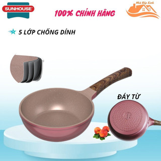 Chảo sâu lòng chống dính siêu bền đá sunhouse 20-24cm