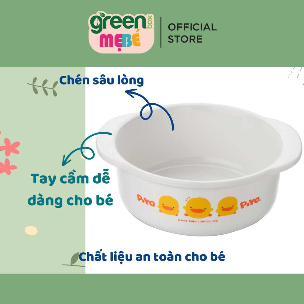 Chén ăn nhựa hai tay cầm cho bé Piyo Piyo, dùng được trong lò vi sóng