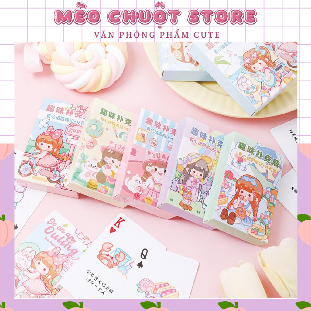Bộ Bài Tây 52 Lá Tú Lơ Khơ Hoạt Hình Dễ Thương - Poker Cute 6x9x1.8cm