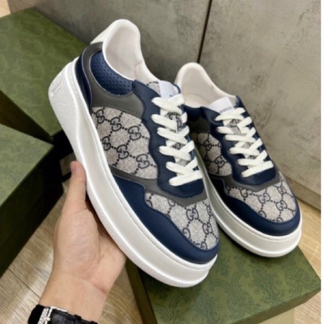 GIÀY GU.CI SNEAKER LOW 2022 WHITE BLUE LAI AU ĐẾ CAO