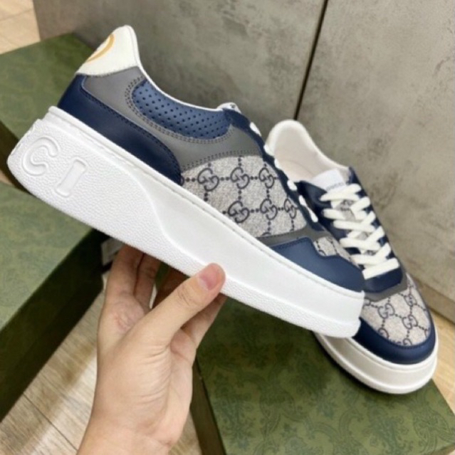GIÀY GU.CI SNEAKER LOW 2022 WHITE BLUE LAI AU ĐẾ CAO