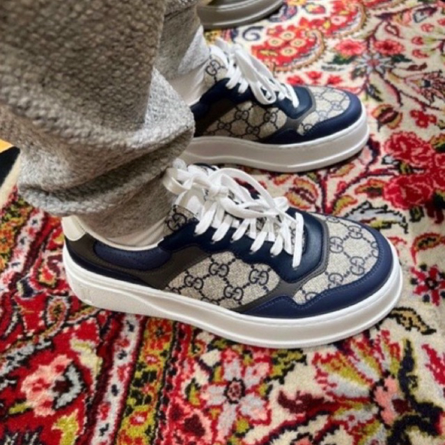 GIÀY GU.CI SNEAKER LOW 2022 WHITE BLUE LAI AU ĐẾ CAO