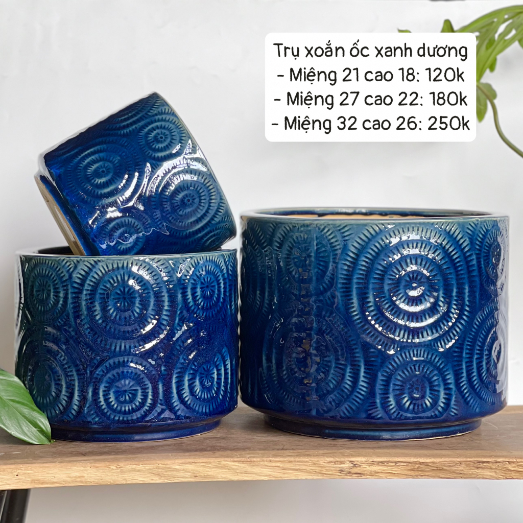 Chậu gốm trụ men trơn trồng cây kiểng decor trang trí Vườn Gốm - The Garden