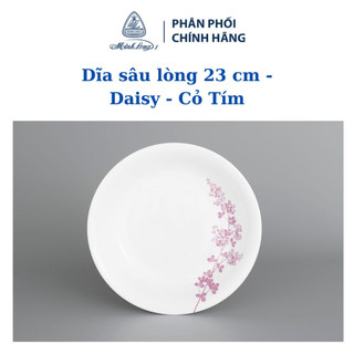 Dĩa sâu lòng minh long 21cm daisy cỏ tím - gốm sứ cao cấp minh long i