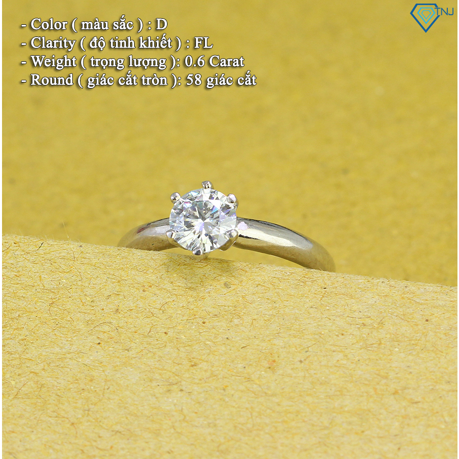 Nhẫn nữ kim cương Moissanite 5.5ly xi bạch kim kiểm định GRA, nhẫn nữ đơn giản khắc tên NNM0011 - Trang Sức TNJ