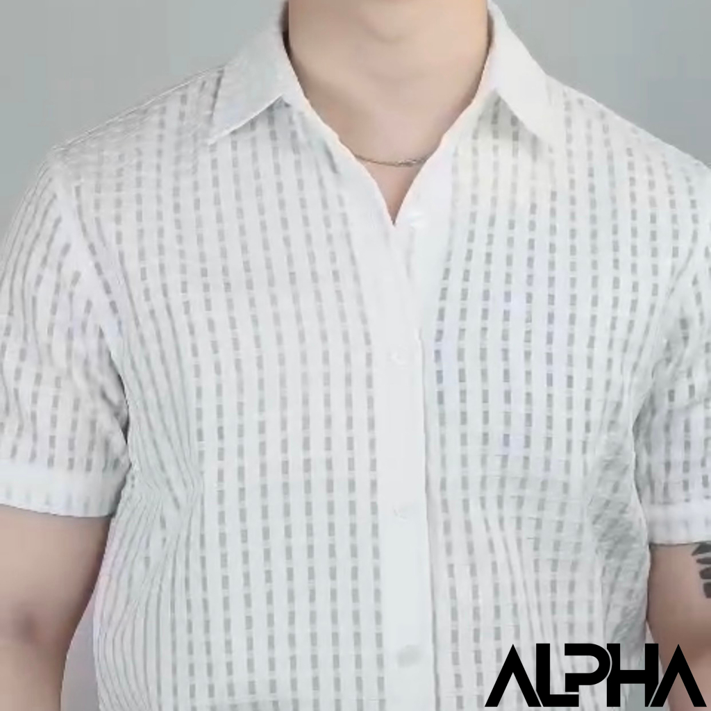 Áo sơ mi tay ngắn GEN ALPHA,sơ mi tay ngắn chất vải cotton lưới mặc mát, đi biển đi du lịch GEN03