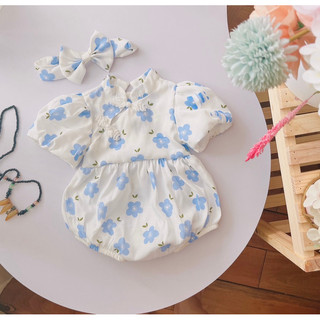  BODY HOA XANH CỔ TÀU ĐŨI LỤA MÁT LẠNH MIN BOUTIQUE. ĐỒ ĐẦY THÁNG THÔI NÔI SINH NHẬT QUÀ TẶNG BÉ GÁI