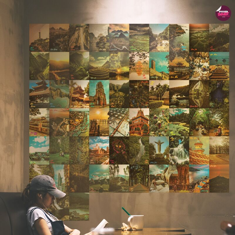 Set decal dán tường Biển Hiệu Xưa Vintage, Decal decor quán cafe, cửa hiệu, trang trí phòng số lượng 24, 50 tấm