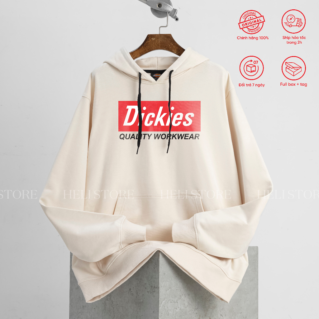 Áo hoodie nỉ  Dickies nam nữ unisex form rộng basic in ngực chính hãng - Helistore