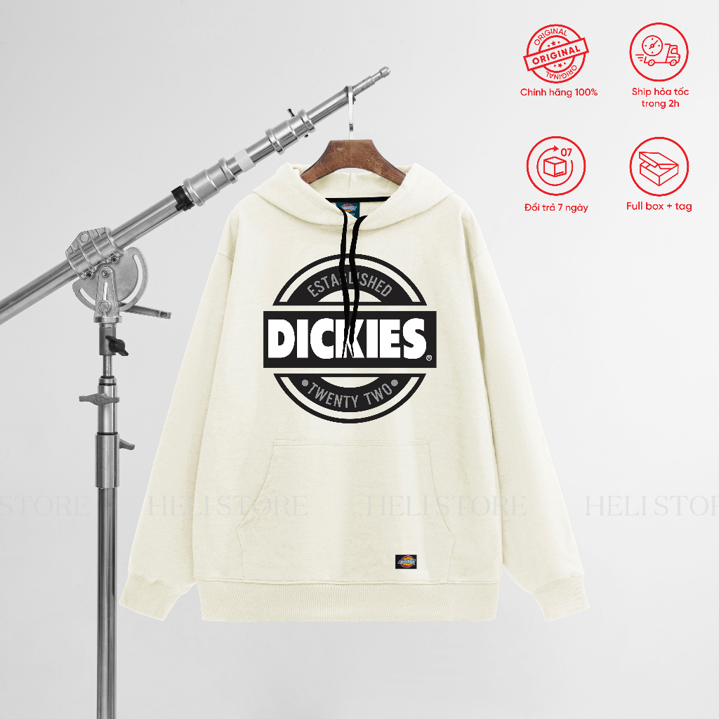 Áo hoodie nỉ  Dickies nam nữ unisex form rộng basic in ngực chính hãng - Helistore