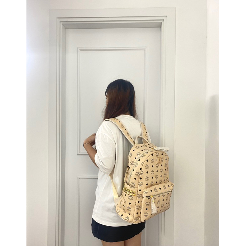 Balo Thời Trang M-0-M Nam Nữ Balo Da PU Chống nước cao cấp size 40cm đựng vừa lapptopp