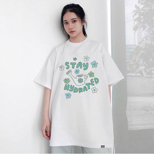 Áo thun form rộng tay lỡ unisex Phông Nam Nữ STAY HYDRATED Local Brand Midori M Studio