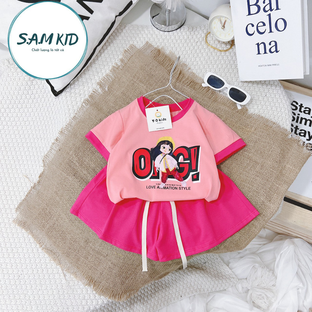 Đồ bộ bé gái quần đùi phối 4 Màu OMG