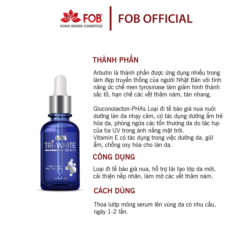 Chăm sóc da nám – tàn nhang- trẻ hóa da - FOB® TRI – WHITE SERUM