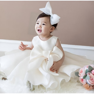 Váy công chúa voan đính nơ to cho bé gái từ 0-12 tuổi
