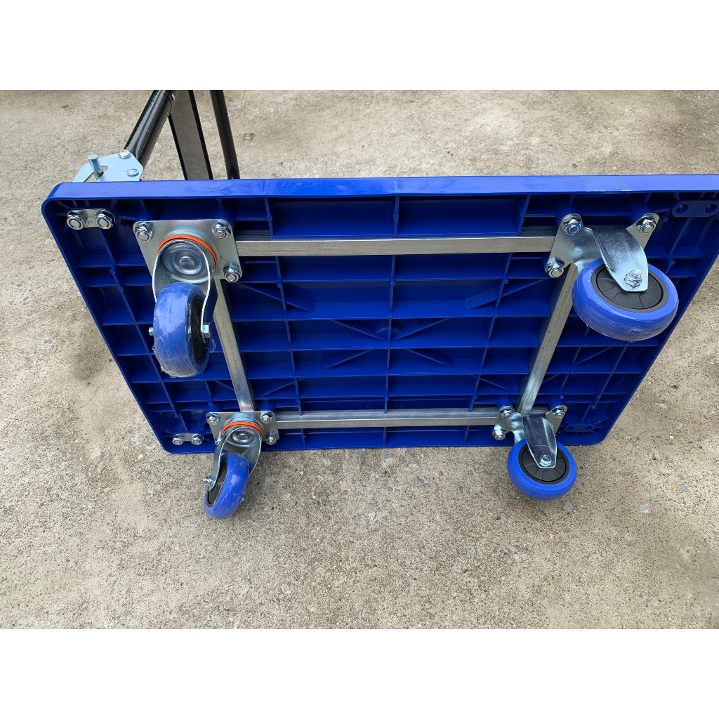 Xe Đẩy Hàng Trọng Tải Lớn 200kg Sàn Nhựa Lõi Thép Bánh Chống Ồn Xe Kéo Hàng Khung Sắt XDT08