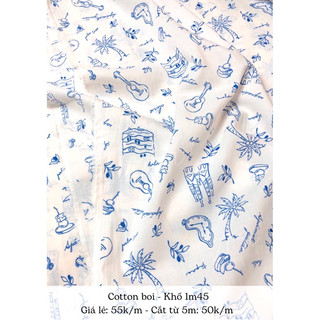 Vải cottonboi hoạ tiết cho bé - 0,5m
