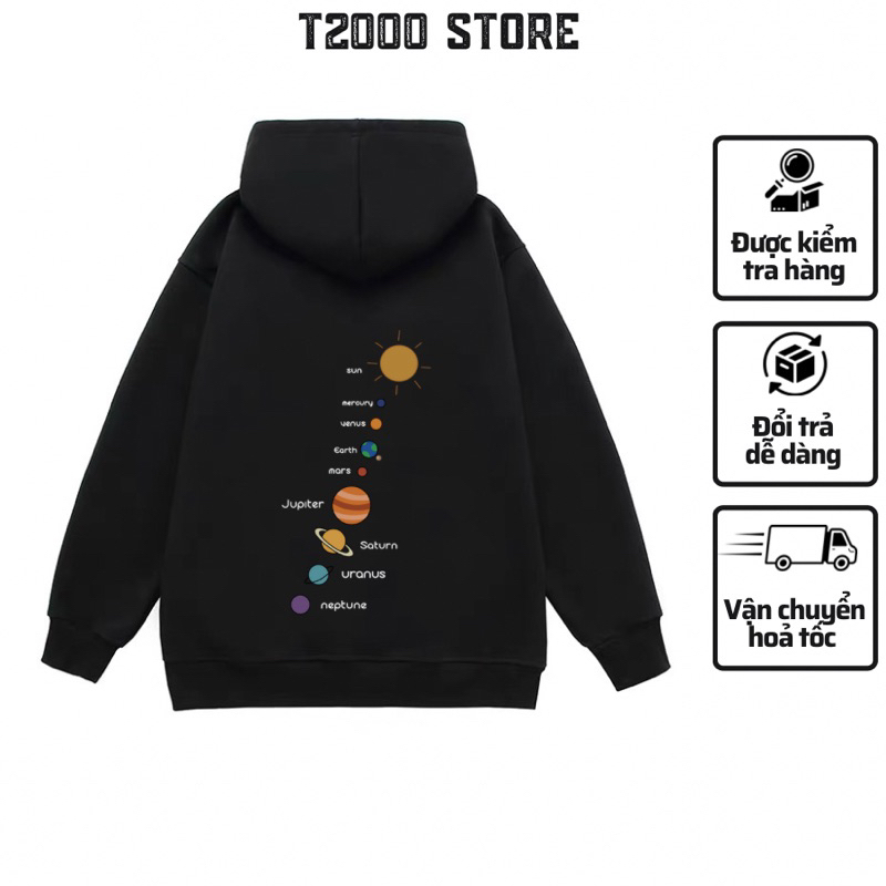 Áo Hoodie Zip Nỉ Bông Nam Nữ Form Rộng Vải Dày Nón Hai Lớp In Hành Tinh T2000 ZIP002 | BigBuy360 - bigbuy360.vn