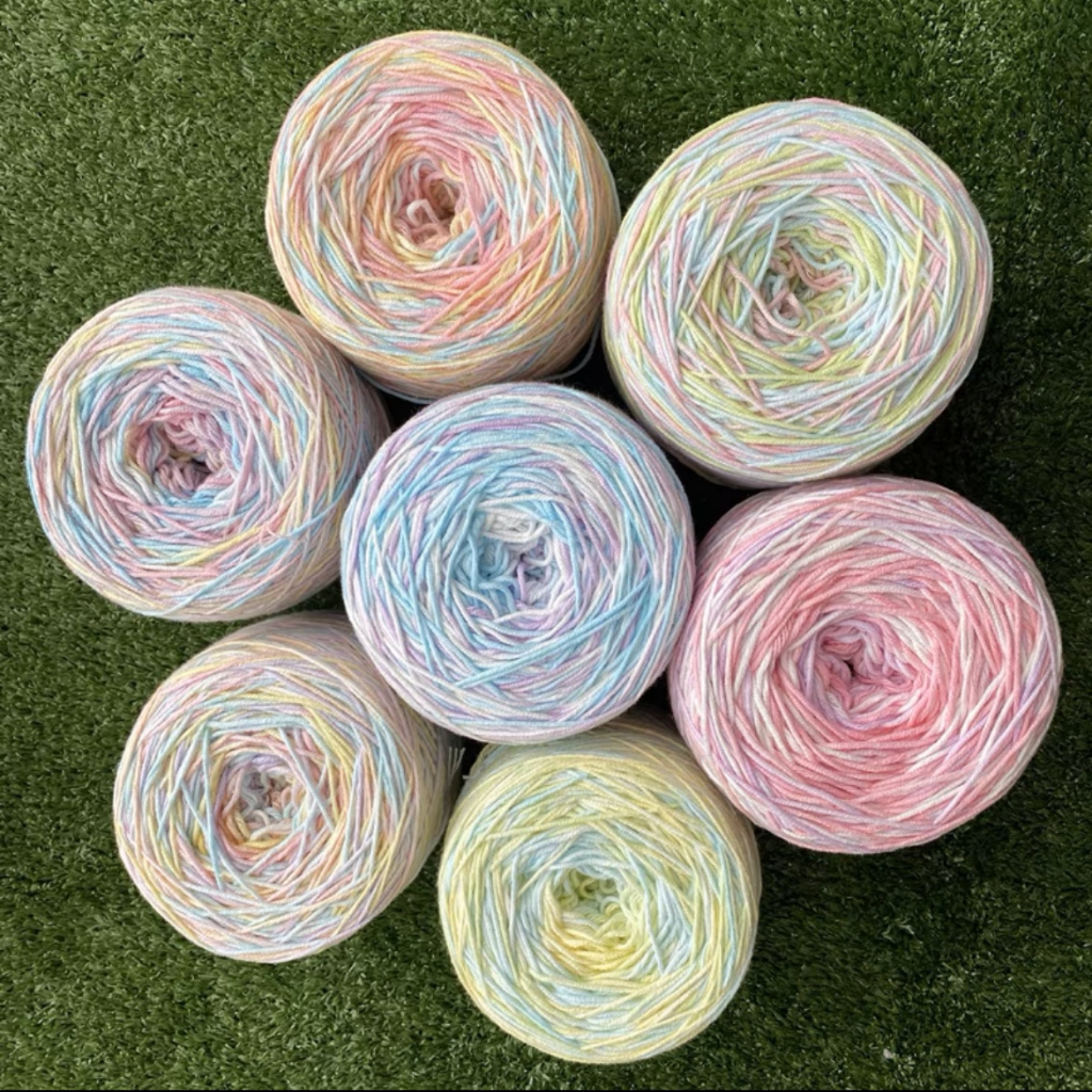 Len bông sữa cầu vồng loang màu pastel_ 50gr _ 1,7mm _ Lenchumeoo