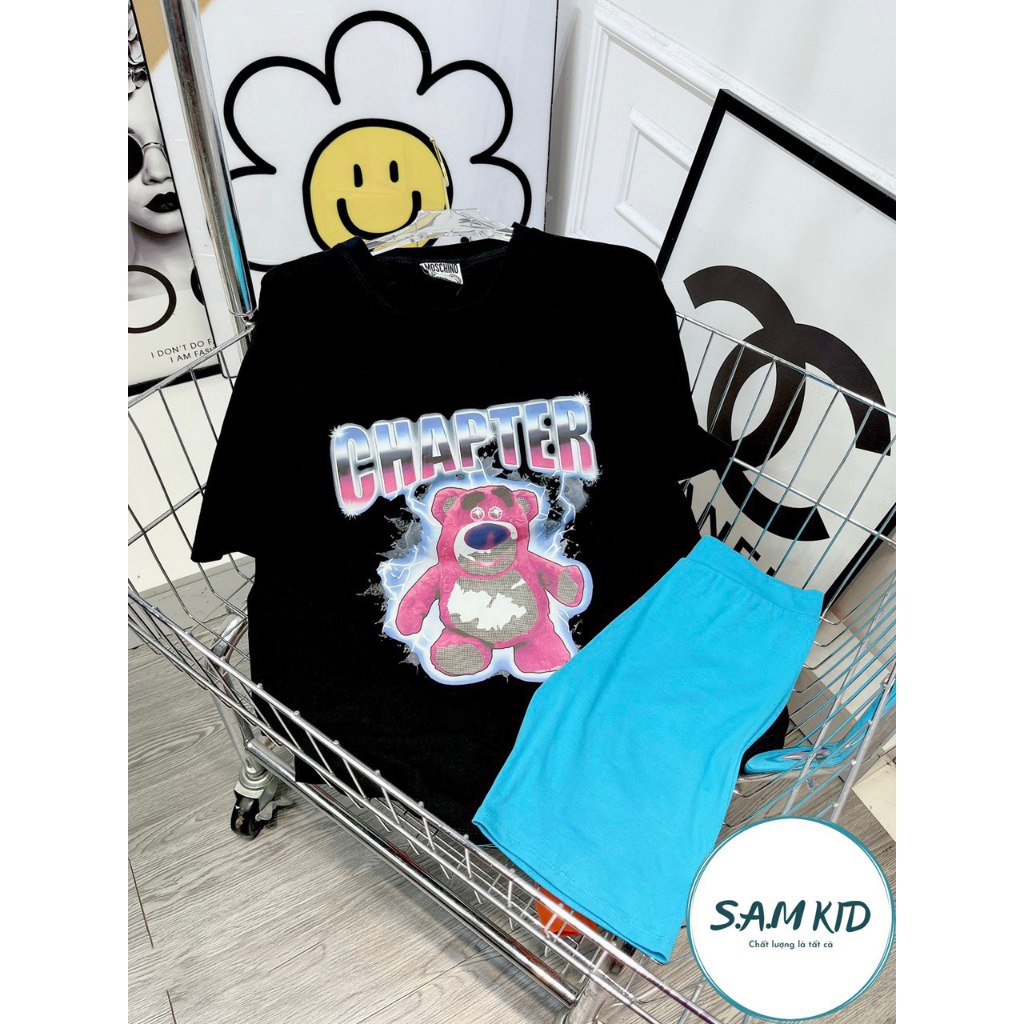 Đồ bộ bé gái quần Lửng 3 Màu gấu sấm sét